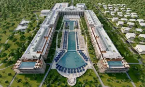 Nowoczesny hotel w Durrës w Albanii z basenami i domkami.