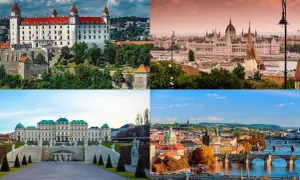 Bratysławski zamek, węgierski parlament, pałac w Wiedniu i praskie mosty – cztery piękne stolice Europy.