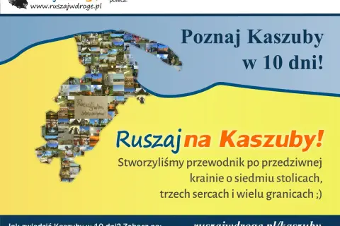 Mapa Kaszub złożona z małych zdjęć. Zachęta do odkrywania tego regionu, gdzie są Kaszuby, w 10 dni.