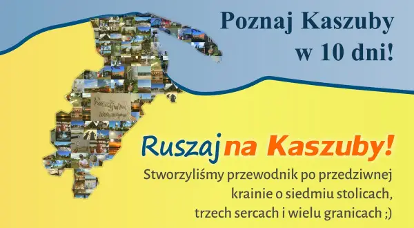 Mapa Kaszub złożona z małych zdjęć. Zachęta do odkrywania tego regionu, gdzie są Kaszuby, w 10 dni.