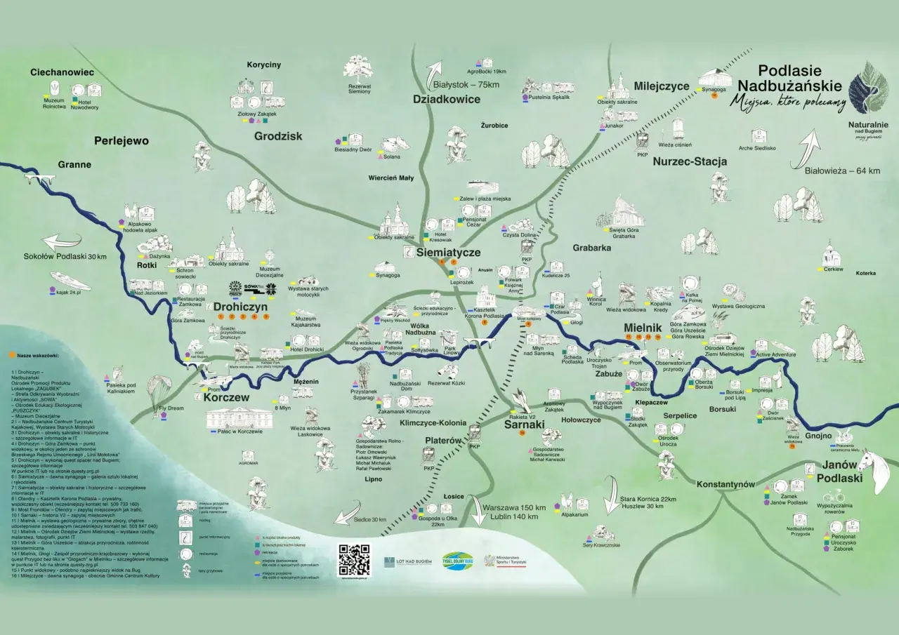 Mapa atrakcji Podlasia Nadbużańskiego: szlaki, zabytki, przyroda. Gdzie jest Podlasie? Tu znajdziesz odpowiedzi i inspiracje na podróż.