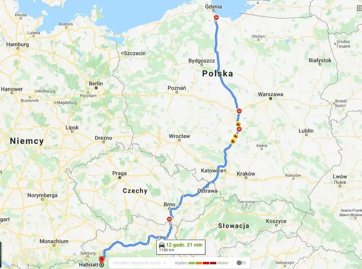Trasa z Gdyni do Hallstatt w Austrii. Planując podróż do Włoch samochodem, warto sprawdzić tę malowniczą trasę przez Polskę, Czechy i Słowację.